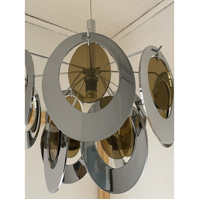 Lustre suspension métal et plexiglas – Design italien années 70