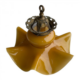 Suspension tulipe drapée en opaline...