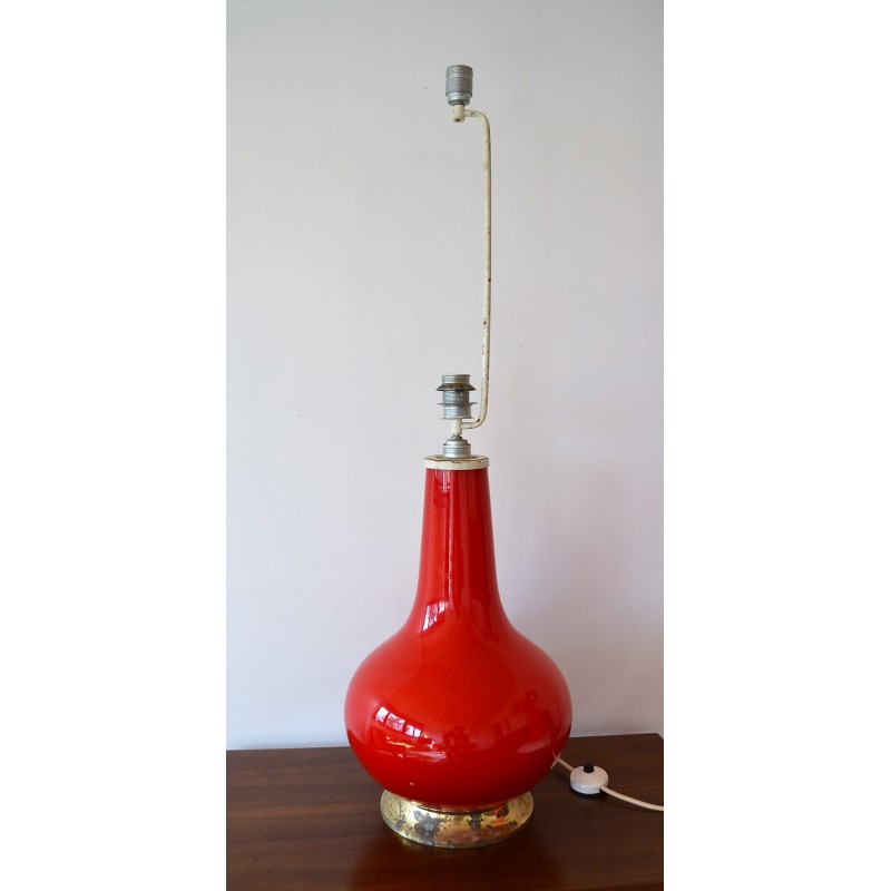 Lampe de sol Red Nova en opaline des années 60 70