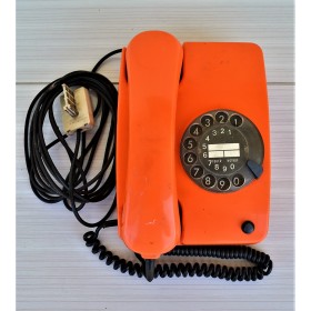 Téléphone à cadran SIEMENS orange vintage 70s