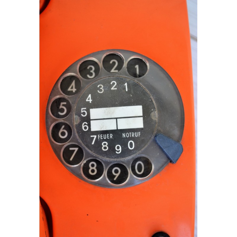 Téléphone à cadran SIEMENS orange vintage 70s