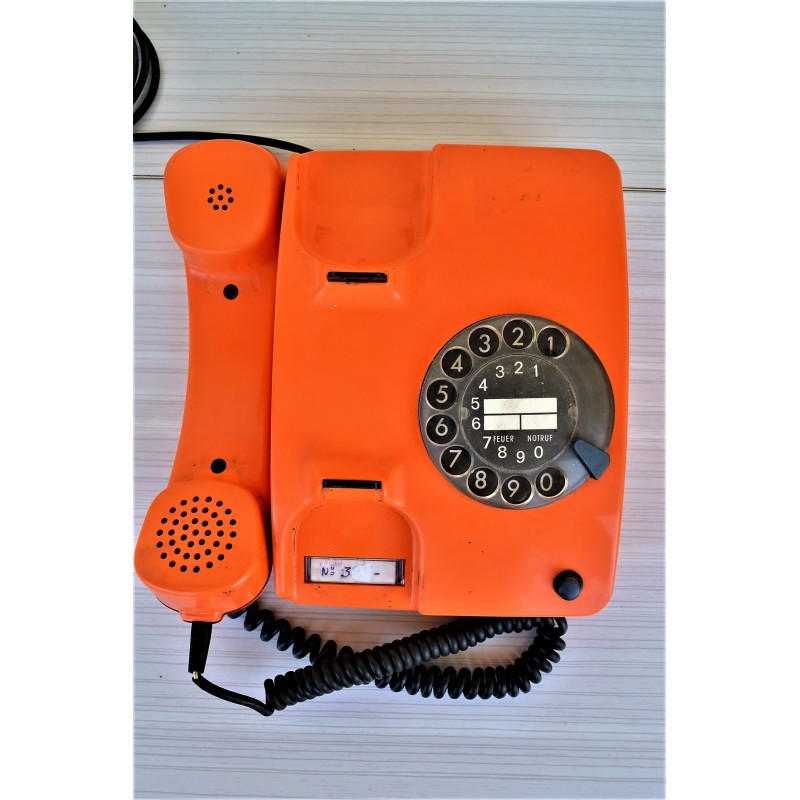 Téléphone à cadran SIEMENS orange vintage 70s