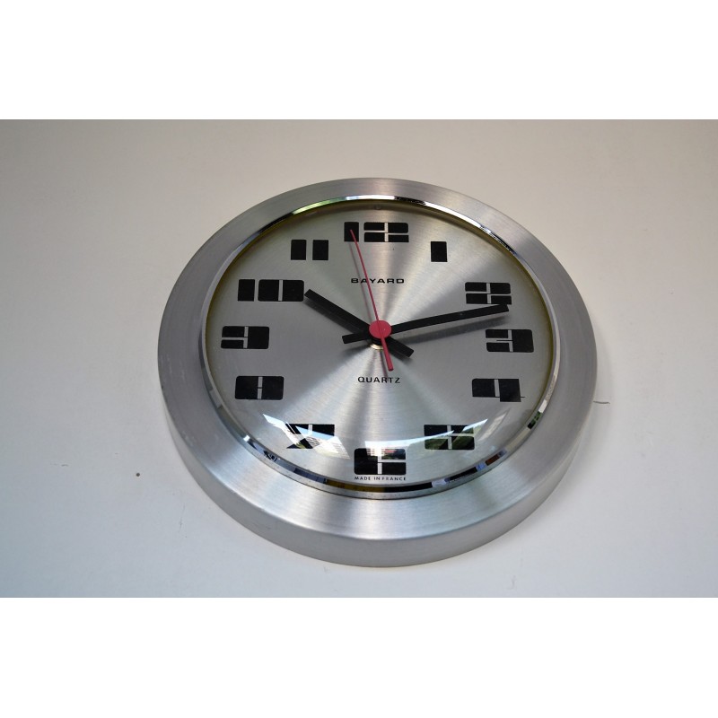 Horloge murale Bayard aluminium brossé 1970's