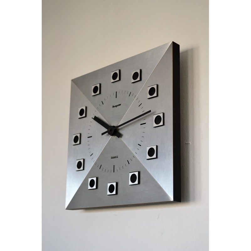 Horloge murale HANGARTER aluminium brossé 1970's