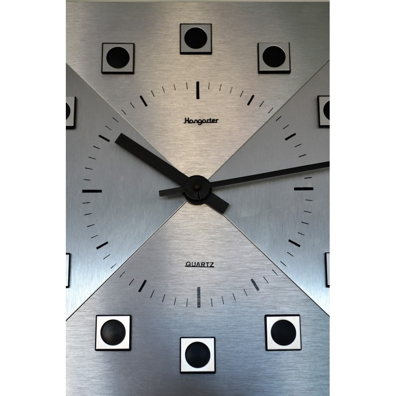 Horloge murale HANGARTER aluminium brossé 1970's