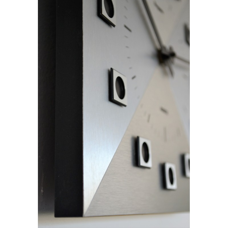 Horloge murale HANGARTER aluminium brossé 1970's