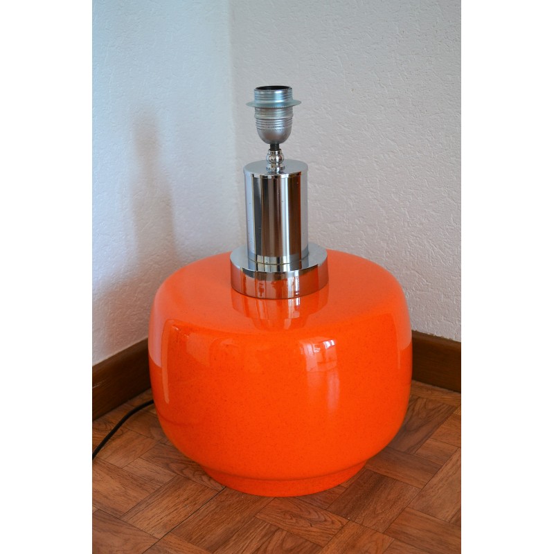 Lampe de sol céramique orange - vintage 70's