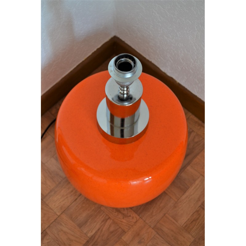 Lampe de sol céramique orange - vintage 70's