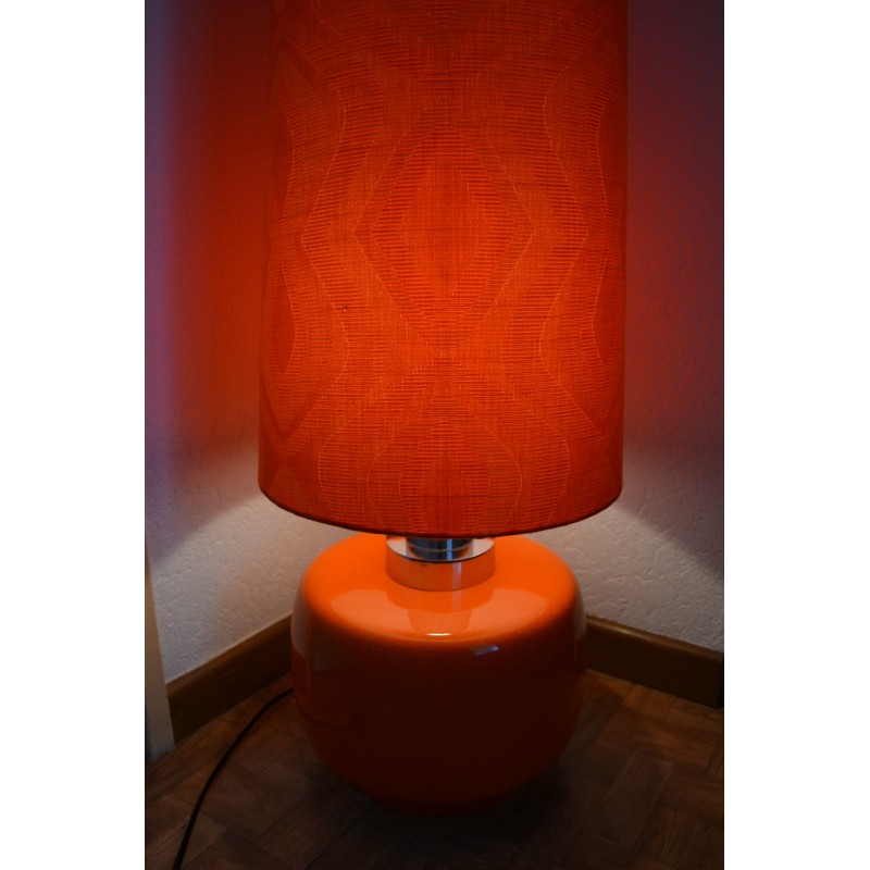 Lampe de sol céramique orange - vintage 70's