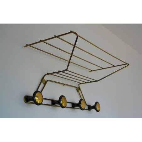 Portemanteau vintage des années 60 en fer et bois brutalist art déco