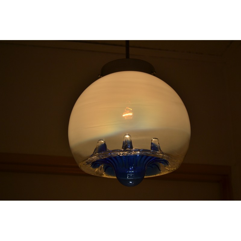 Suspension globe en verre soufflé - vintage 1970s