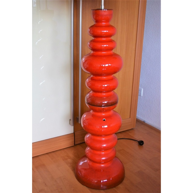 Lampadaire GLOBUS céramique orange 1970s