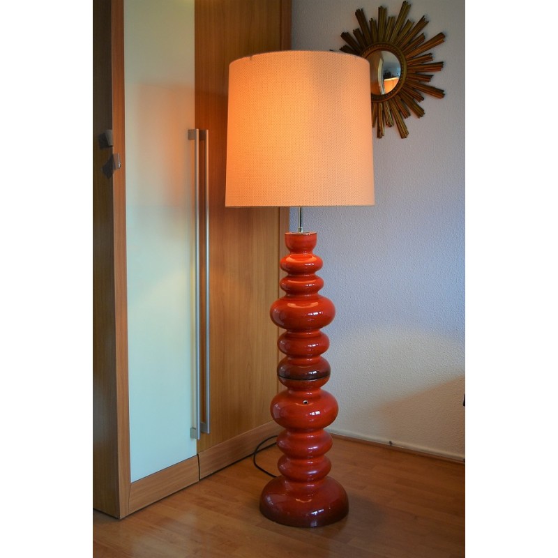 Lampadaire GLOBUS céramique orange 1970s