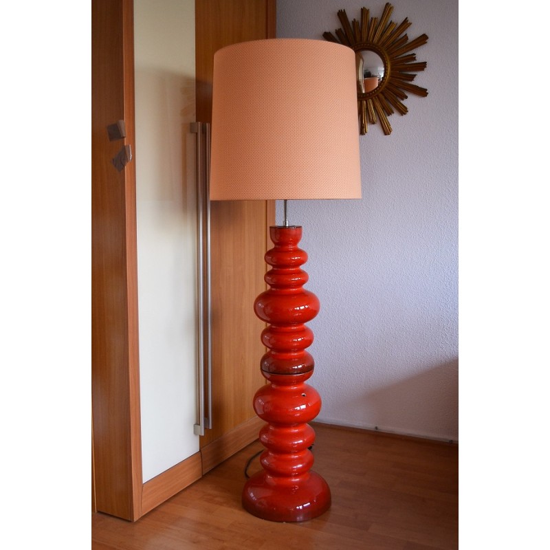 Lampadaire GLOBUS céramique orange 1970s