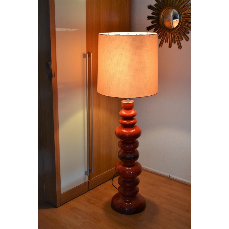 Lampadaire GLOBUS céramique orange 1970s