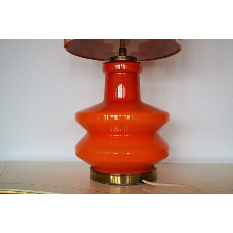 Lampe de sol Camaïeu en opaline orange - vintage 1970's