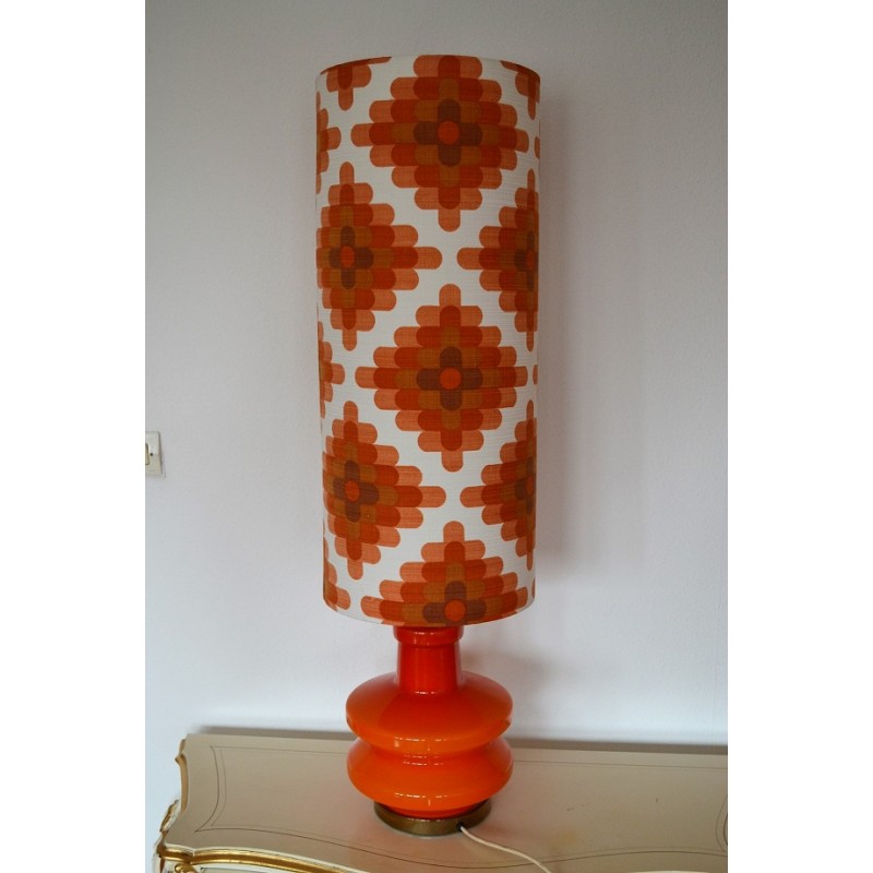 Lampe de sol Camaïeu en opaline orange - vintage 1970's