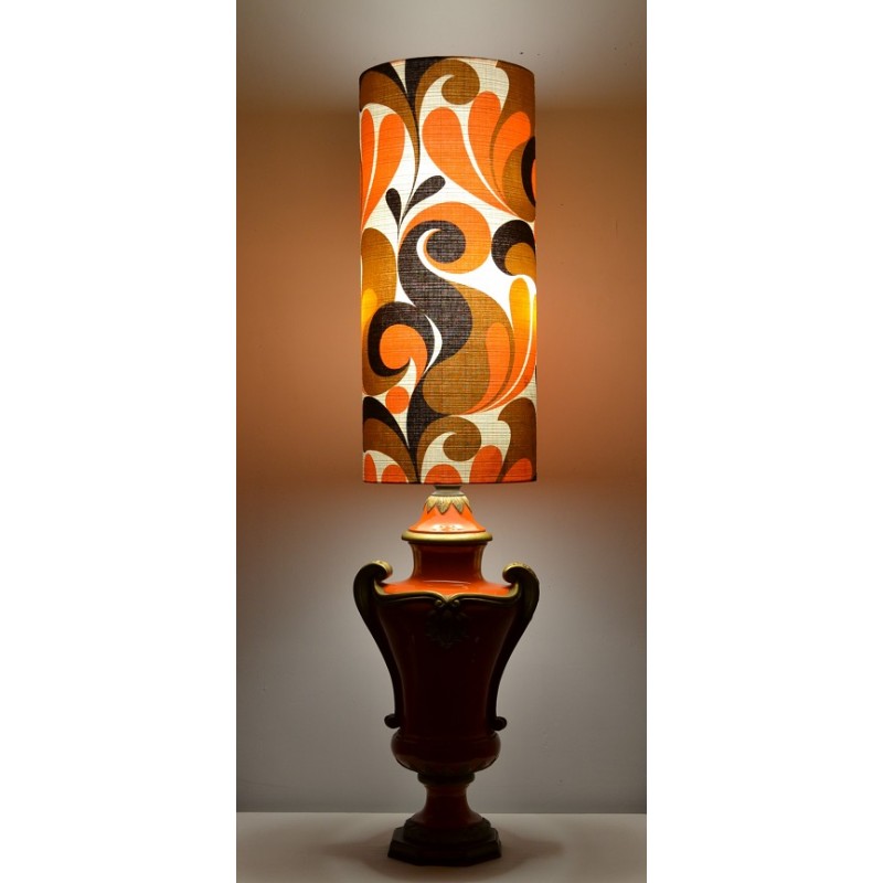 Lampe Amphore céramique orange vintage 70