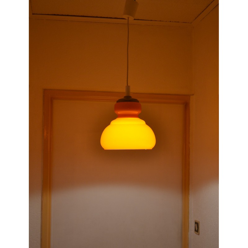 Suspension en opaline orange vintage 1970s