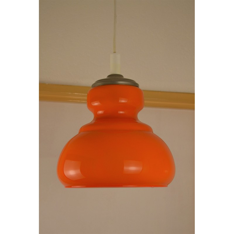 Suspension en opaline orange vintage 1970s