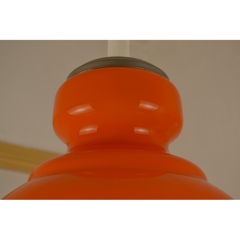 Suspension en opaline orange vintage 1970s