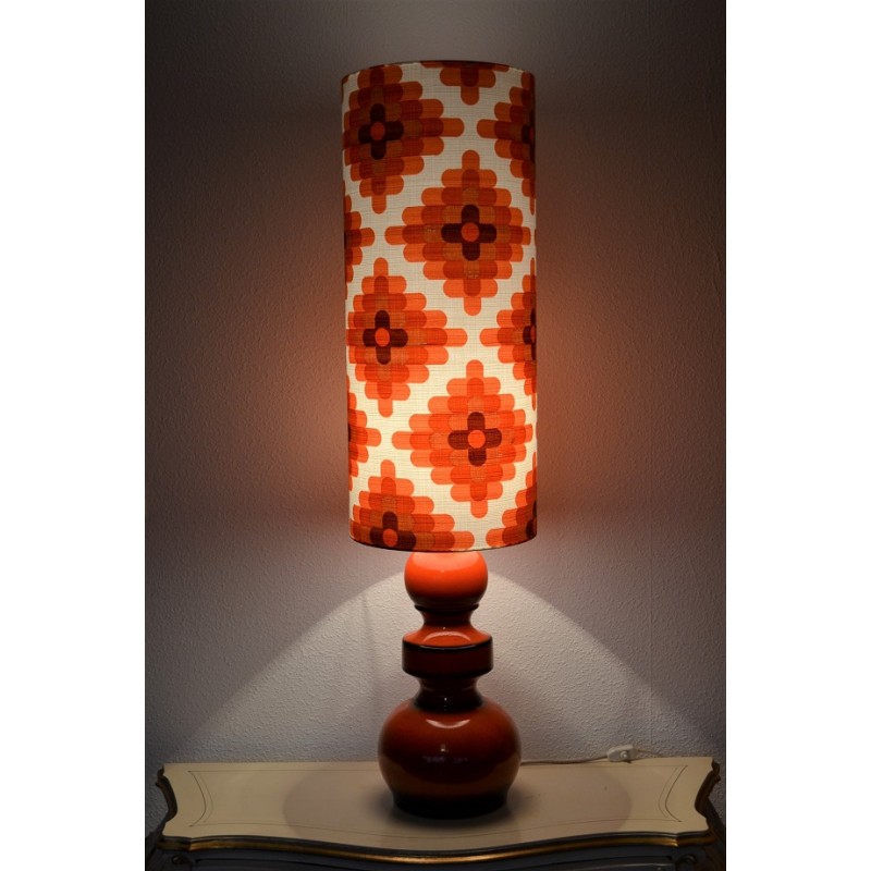 Lampe de sol Camaïeu en céramique orange - vintage 1970's