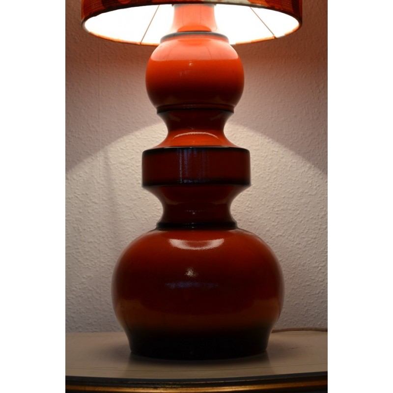 Lampe de sol Camaïeu en céramique orange - vintage 1970's