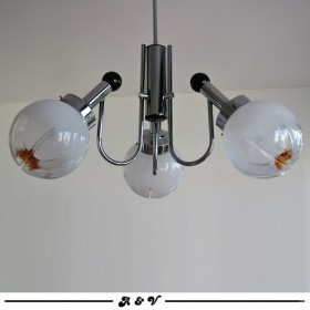 Lustre chromé 3 globes verre des...
