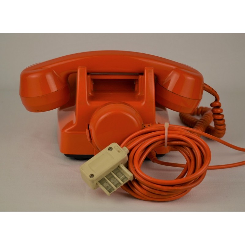 Téléphone orange à cadran Socotel S63 - vintage 1972