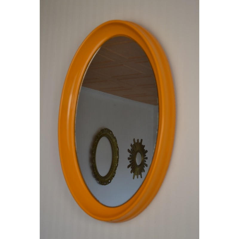 Miroir mural orange vintage des années 70