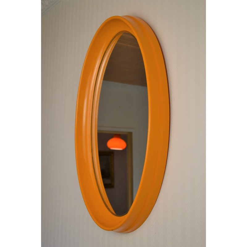 Miroir mural orange vintage des années 70