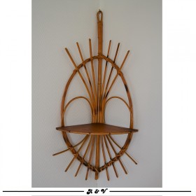 Etagère d'angle en rotin - vintage 70s