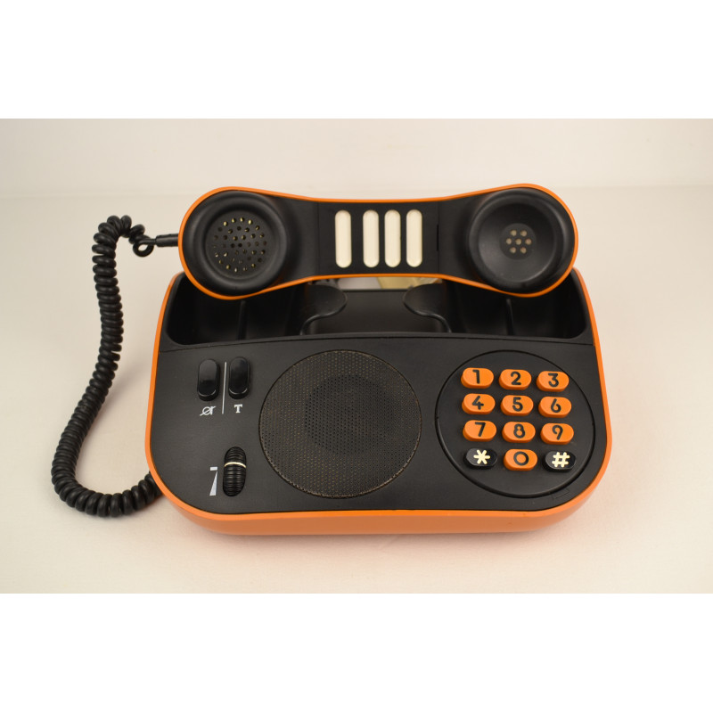 Téléphone PTT vintage Télic T75 orange de 1975