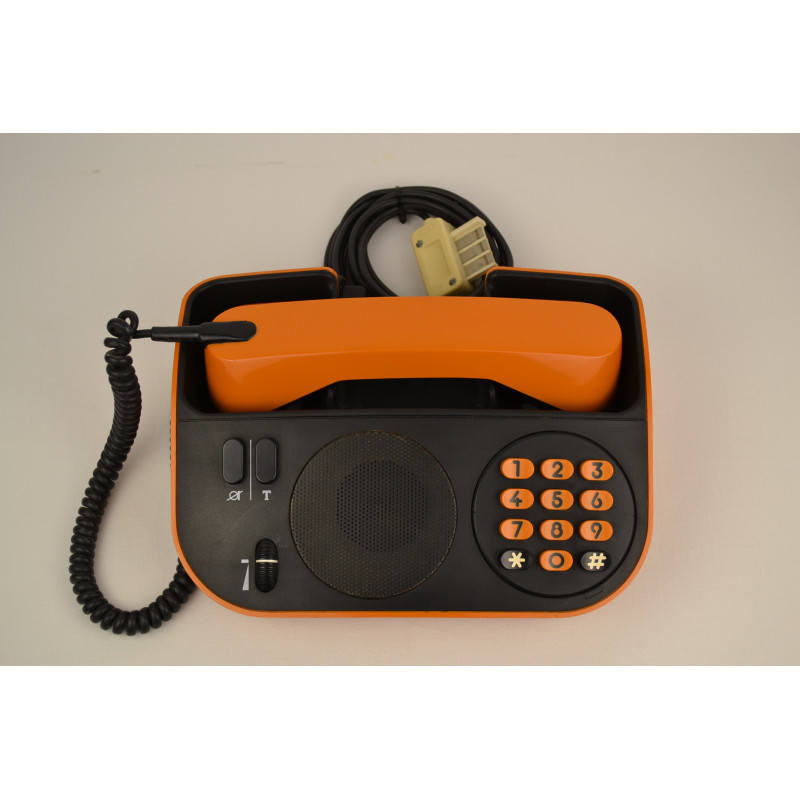 Téléphone PTT vintage Télic T75 orange de 1975