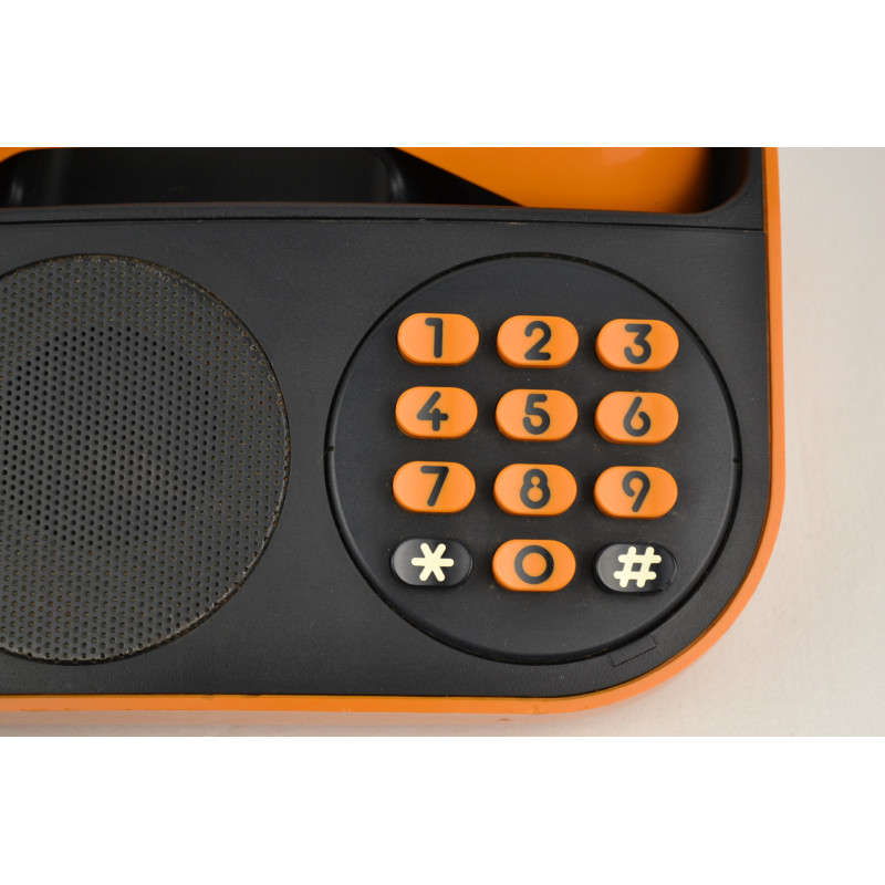 Téléphone PTT vintage Télic T75 orange de 1975