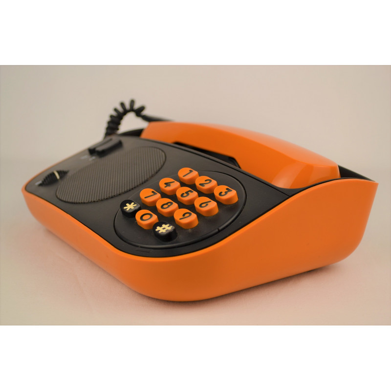 Téléphone PTT vintage Télic T75 orange de 1975