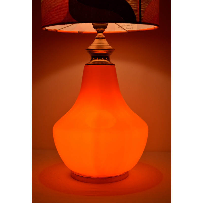 Lampe vintage en opaline orange des années 70