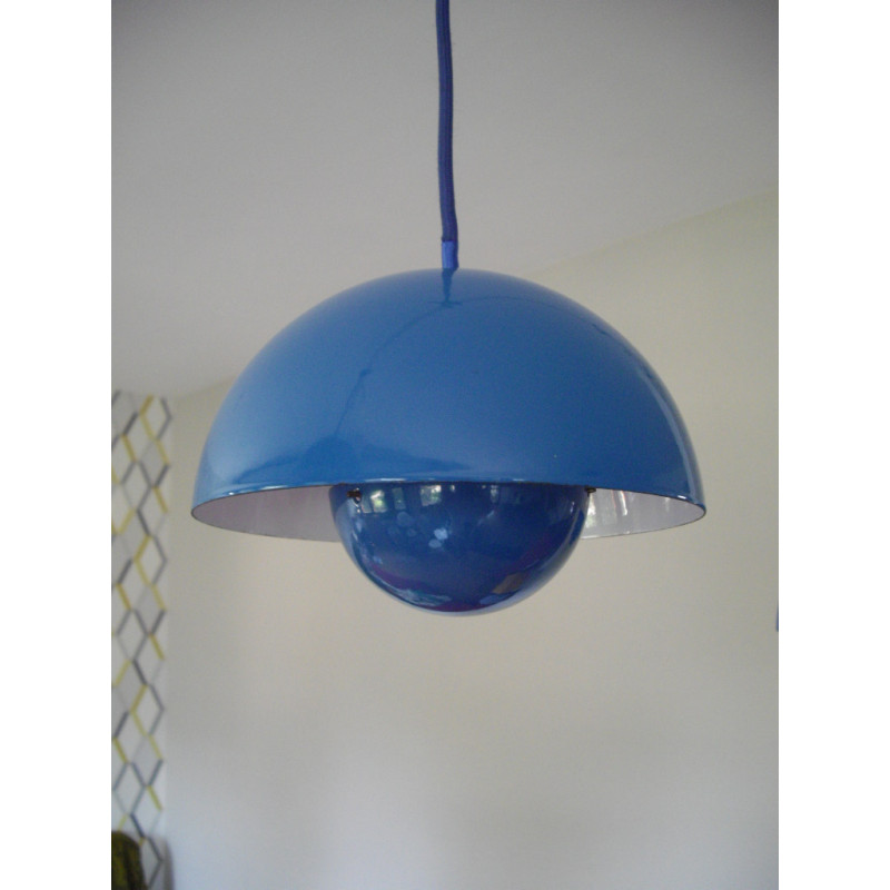 Suspension Panton Flowerpot bleu pour Louis Poulsen 1960