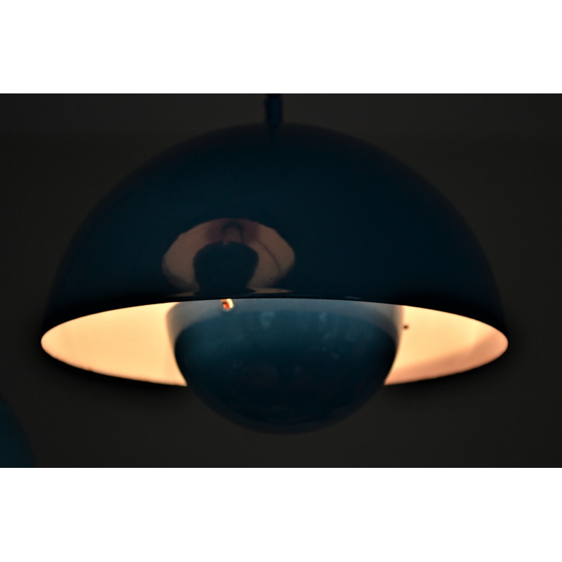 Suspension Panton Flowerpot bleu pour Louis Poulsen 1960