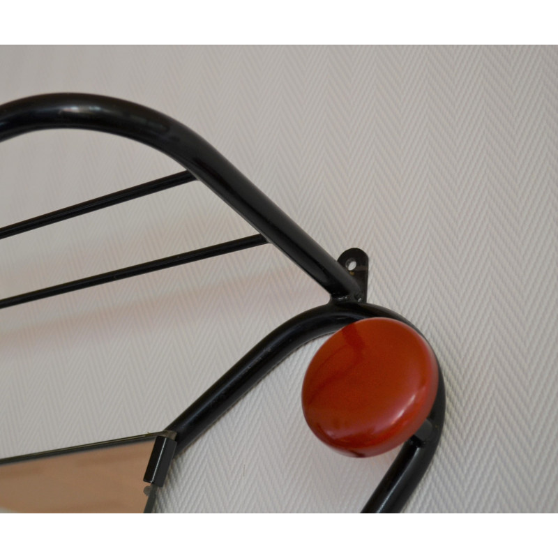 Porte manteaux miroir patères colorées - vintage 60 70