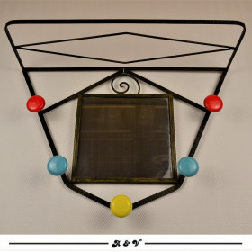 Porte manteaux mural avec miroir -...