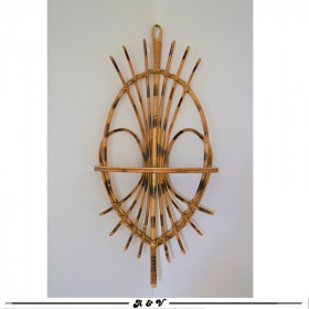 Etagère d'angle en rotin, vintage 70