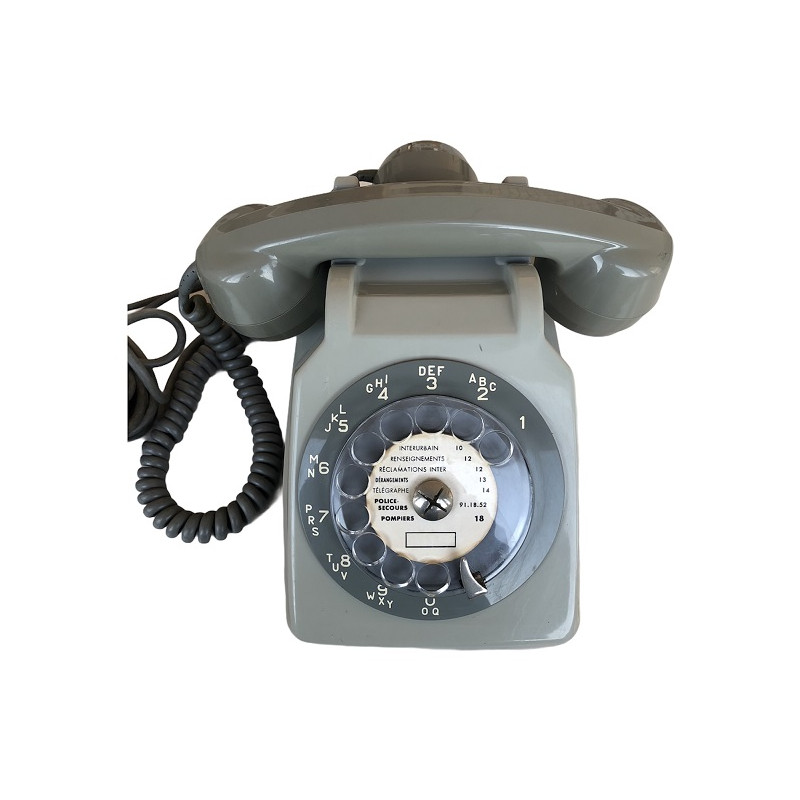 Téléphone Socotel S63 gris à cadran - vintage 1970s