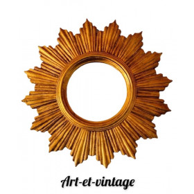 Miroir soleil bois doré vintage 60 70