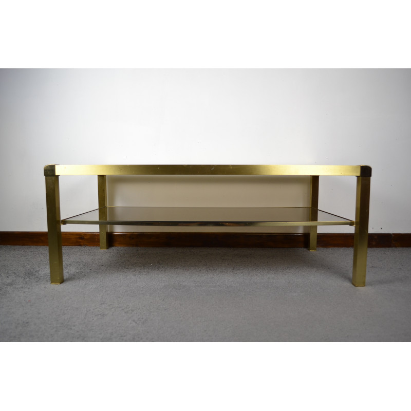 Table basse italienne vintage en laiton par Mara, circa 1970