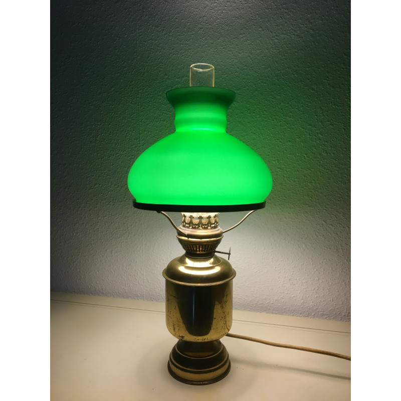 Lampe pétrole opaline verte