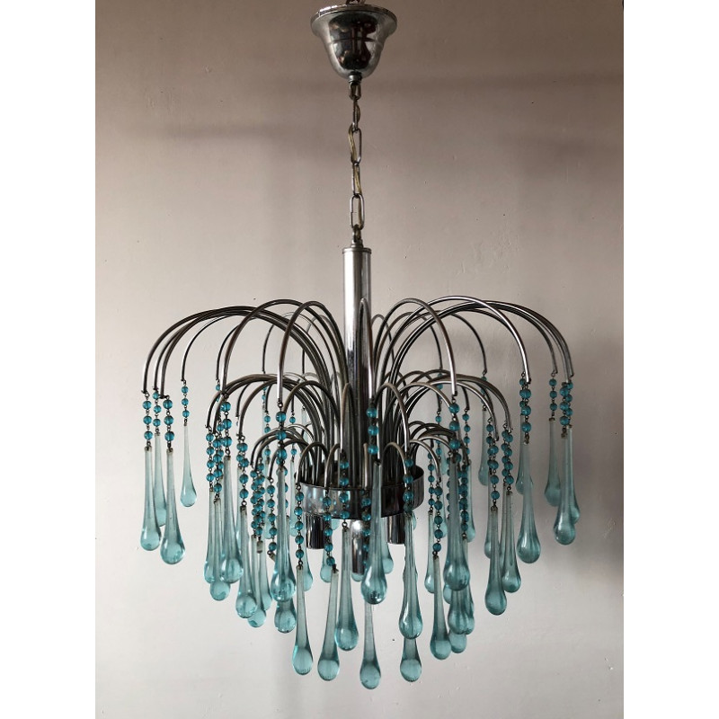 Lustre gouttes d'eau en verre turquoise