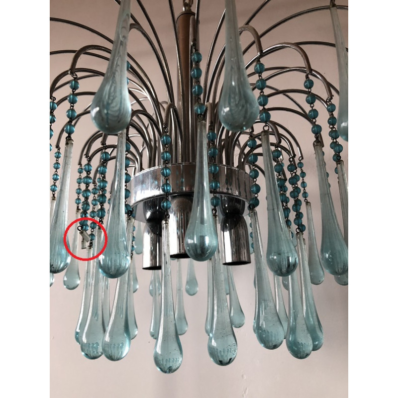 Lustre gouttes d'eau en verre turquoise