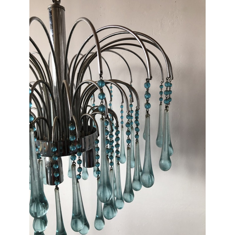 Lustre gouttes d'eau en verre turquoise