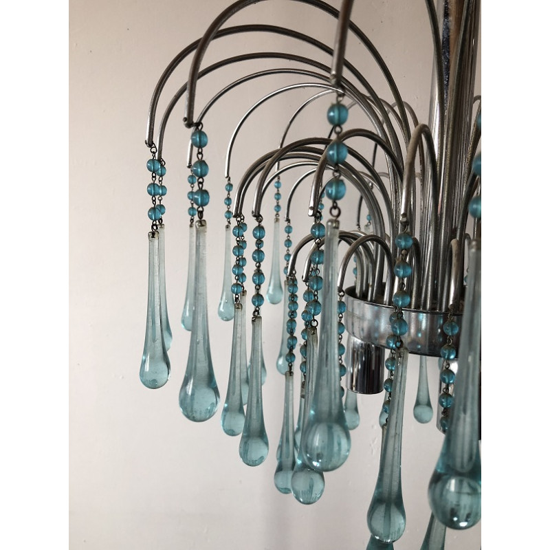 Lustre gouttes d'eau en verre turquoise